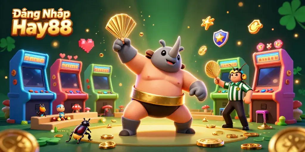 Experience the thrill of Đăng Nhập Hay88 with a vibrant 3D illustration showcasing dynamic gameplay elements.