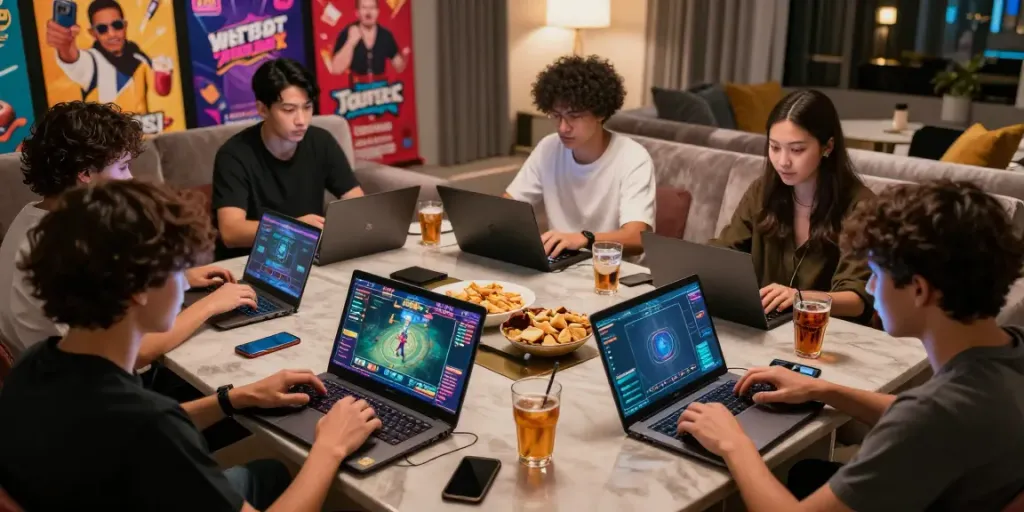 Players enjoying GEM88 online gaming experience with vibrant visuals