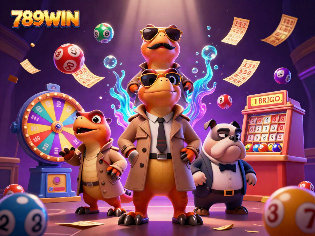 Experience the excitement of 789WIN with raptors in a trench coat entering a VIP casino lounge.