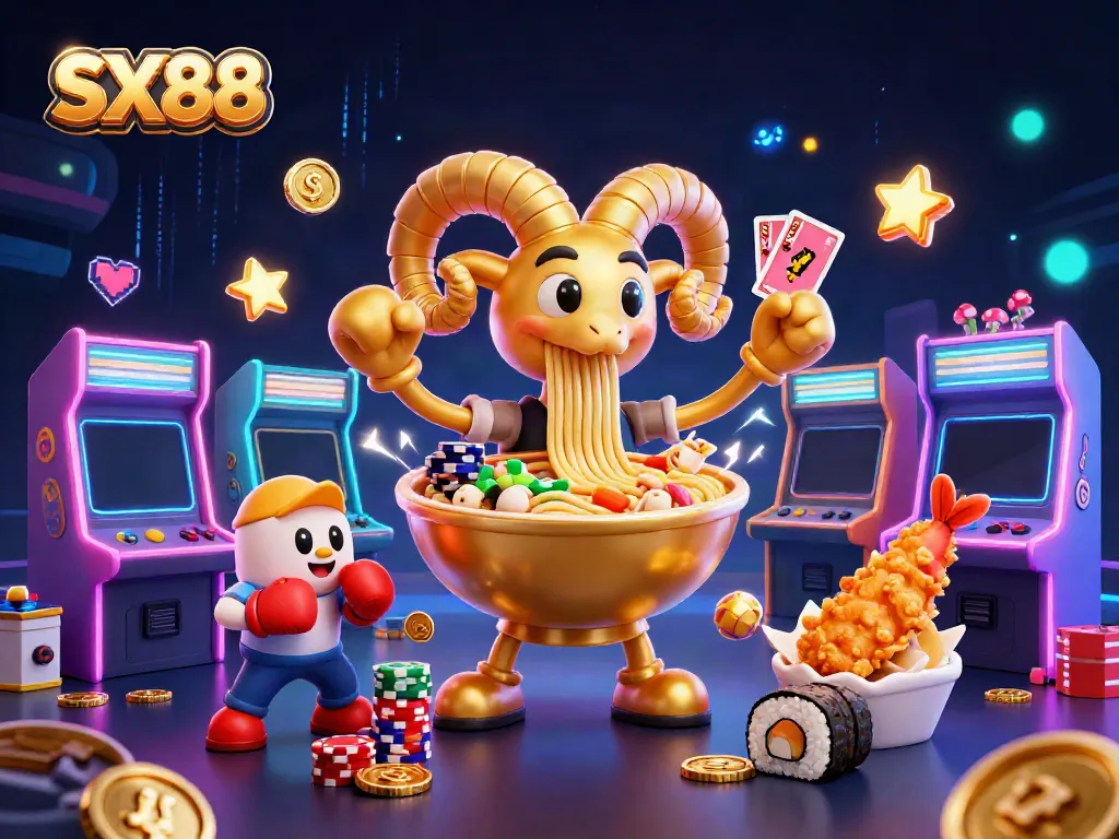 Experience the excitement of SX88 with vibrant 3D characters and casino elements in a unique, playful scene.