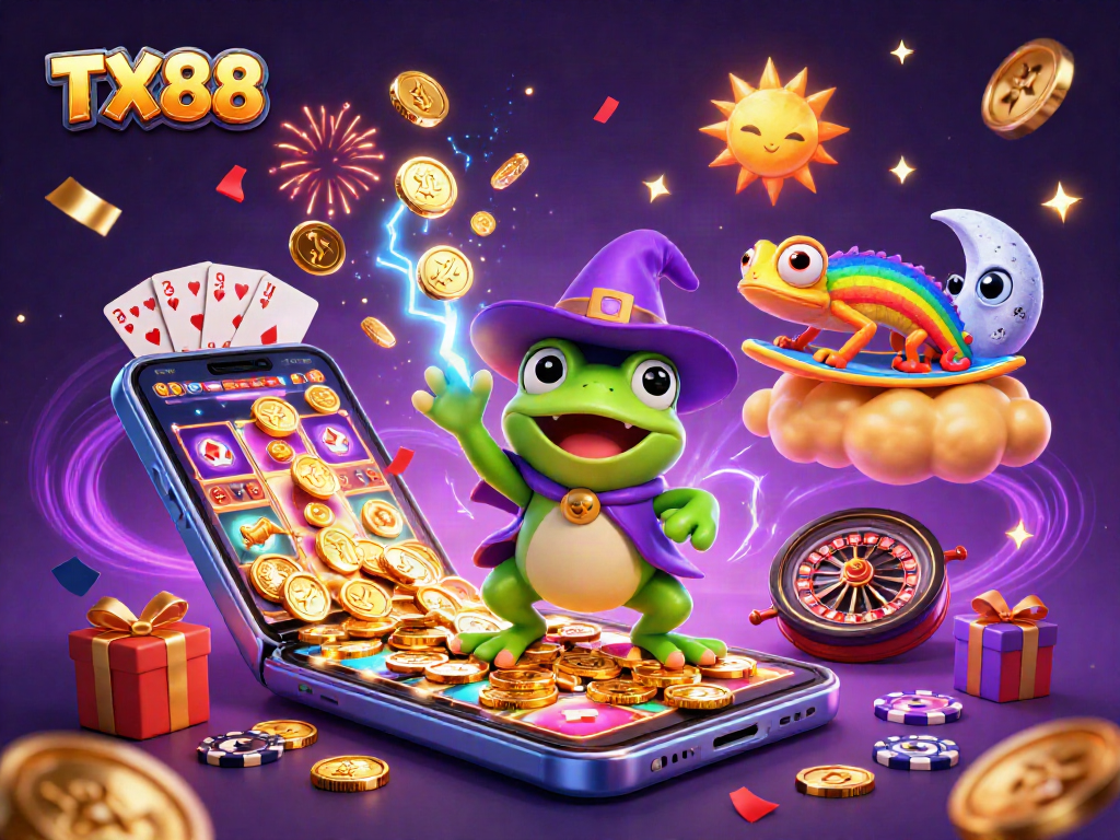 Experience excitement with TX88 as the weather wizard creates a storm of golden coins and slot games.