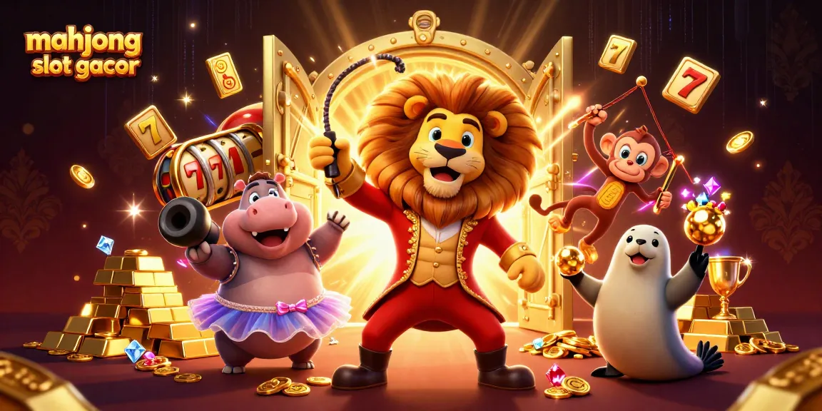Experience the excitement of mahjong slot gacor with vibrant characters amidst animated slot reels and treasures.