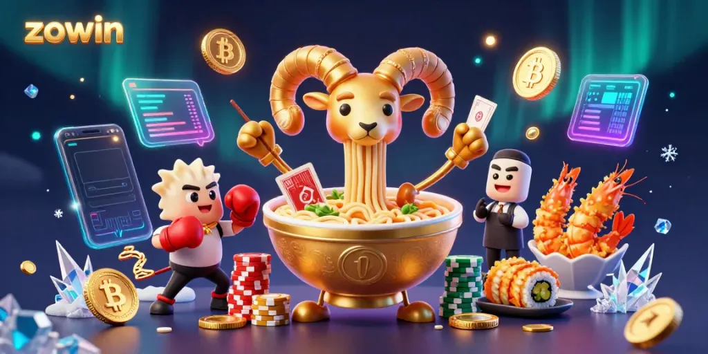Engage in thrilling gameplay with zowin's vibrant characters in a dynamic casino scene.