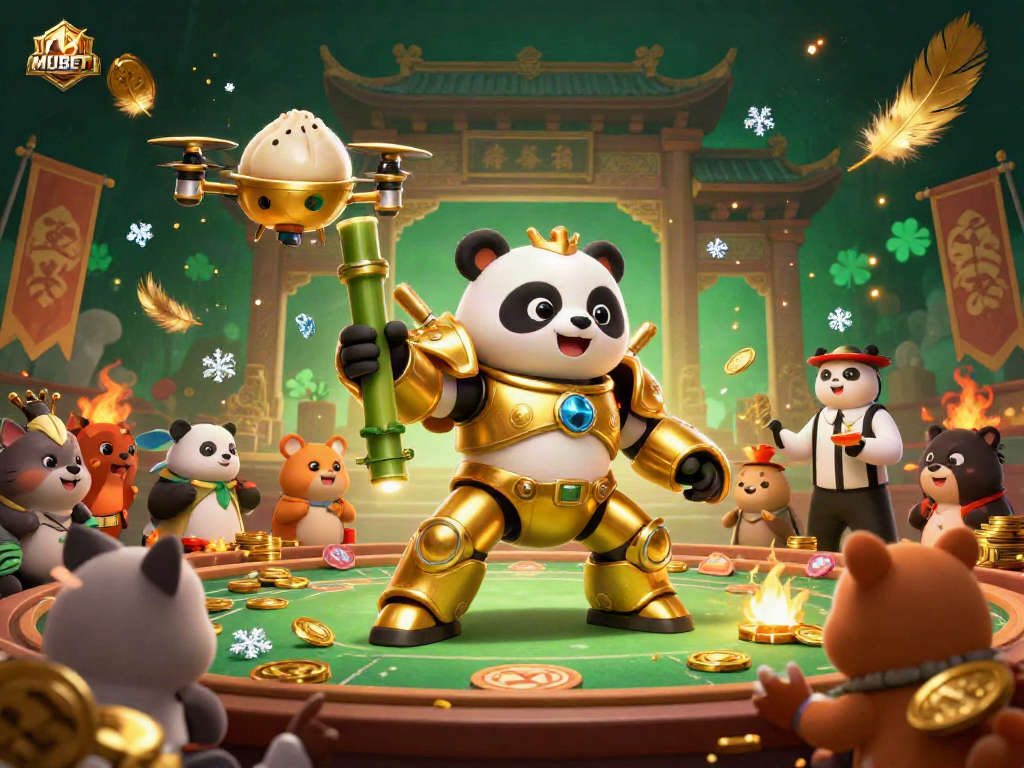 MUBET showcases an exhilarating arena with vibrant characters and gambling elements, perfect for enthusiasts.