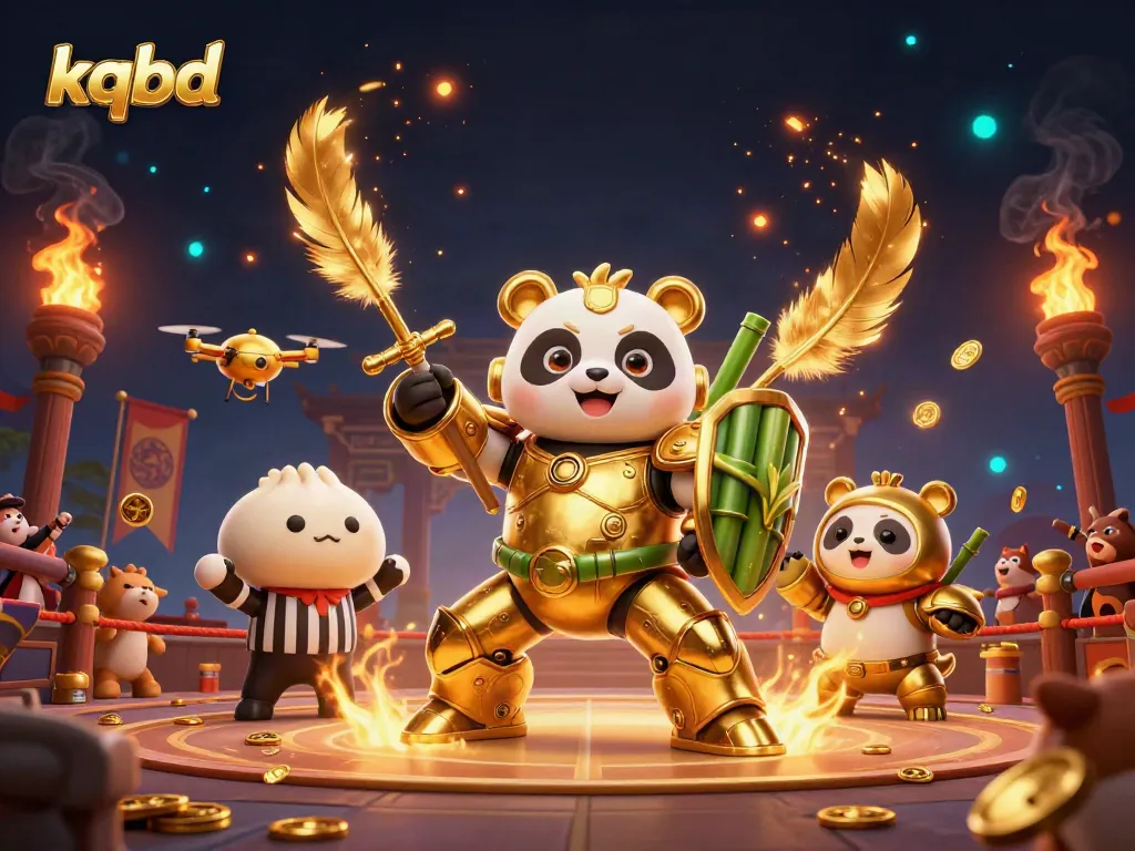 Betting on kqbd outcomes with the golden panda in a vibrant sports arena.