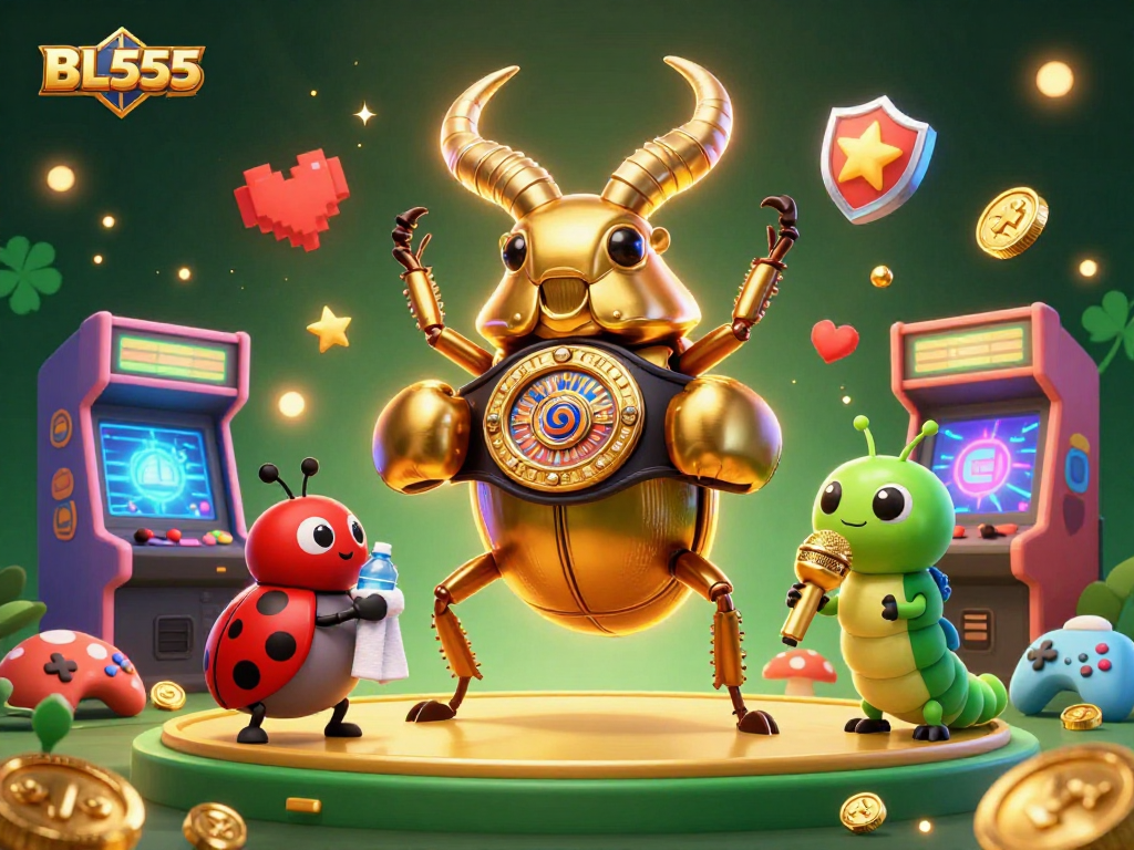Experience the excitement at BL555 with a vibrant 3D scene featuring lively casino game characters.