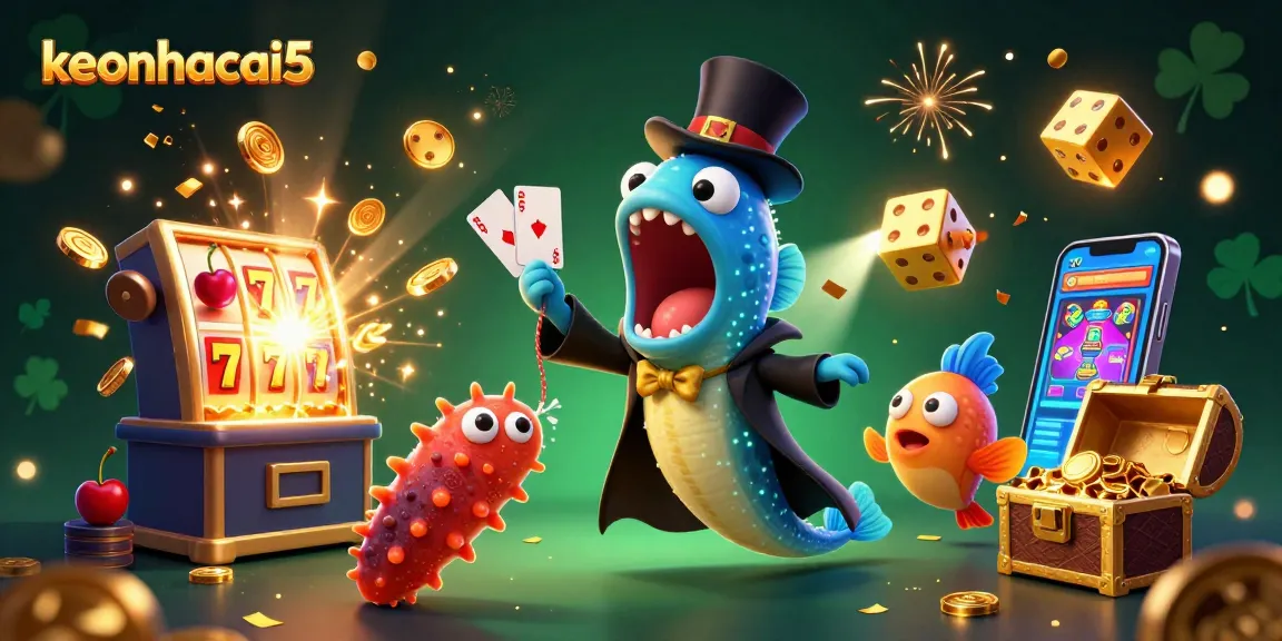 Engage with keonhacai5's thrilling casino scene featuring vibrant characters and a jackpot of excitement.