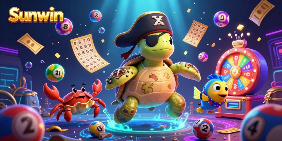Sunwin engages players with vibrant 3D casino creatures amidst lottery elements.